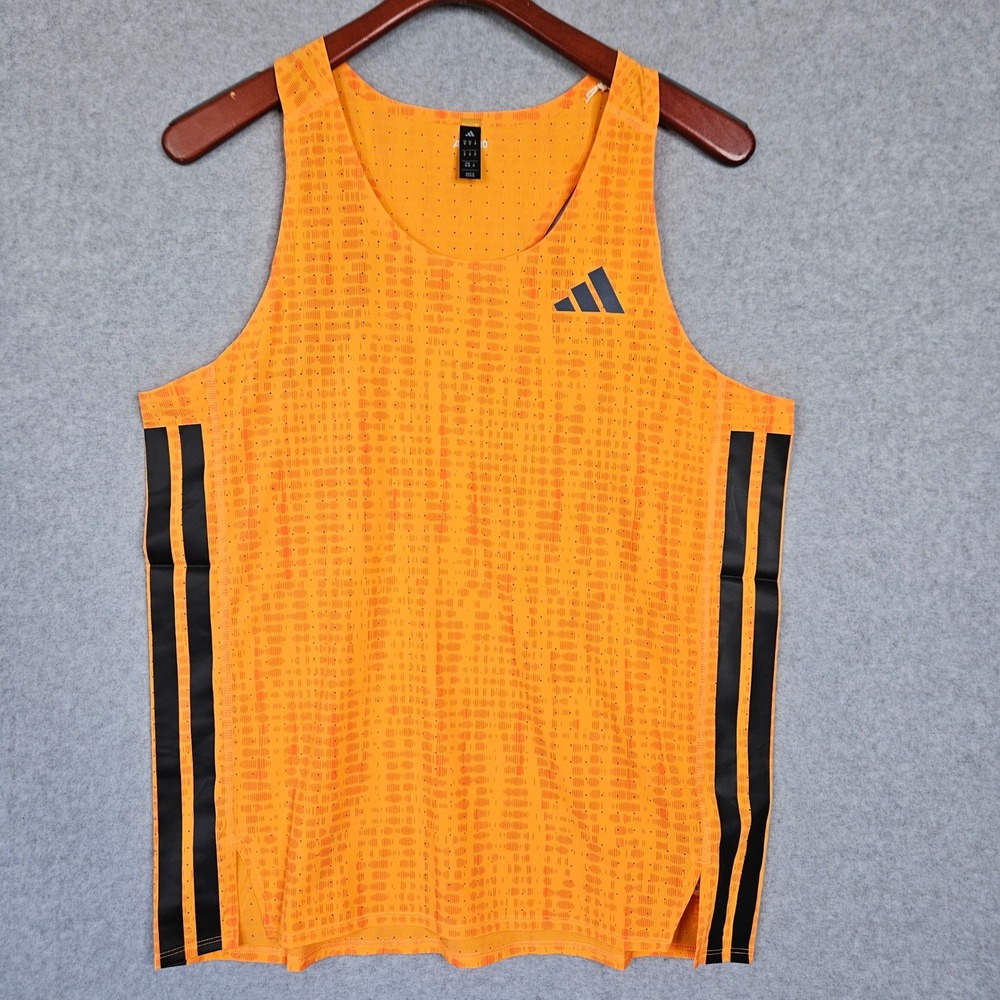 Adidas Adizero Singlet Mens Medium Pure Tangerine Orange Running Tank KC7923 NEW